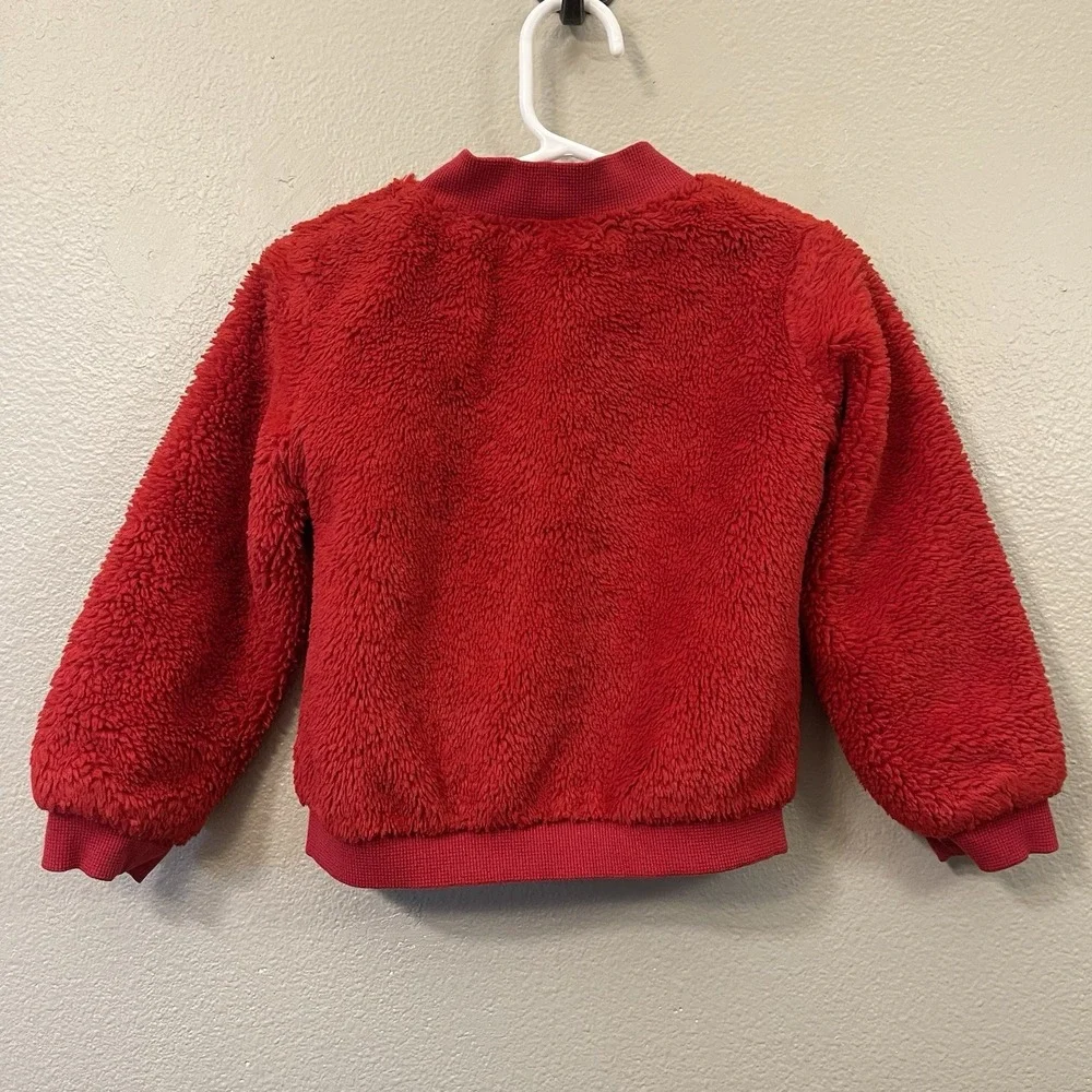 365 Kids From Garnimals Red Teddy Bomber Jacket Zip Up Sparkle Size 4